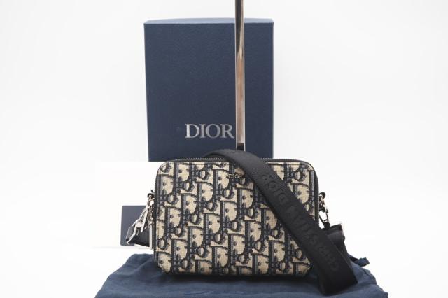 ★３日以内返品可★ Dior ディオール 2OBBC119YSE ディオール オブリーク キャンバス レザー ネイビー ショルダーバッグ