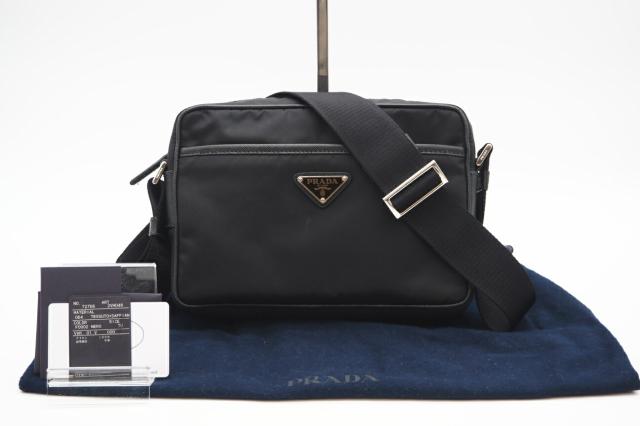 ★３日以内返品可★ PRADA プラダ 2VH048 Re-Nylon xサフィアーノ トライアングルロゴ ネロ ブラック ショルダーバッグ