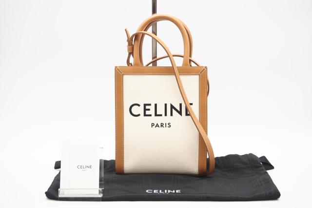 ★３日以内返品可★ CELINE セリーヌ 193302BNZ02NT キャンバス ミニ バーティカル カバ NATURAL TAN バッグ