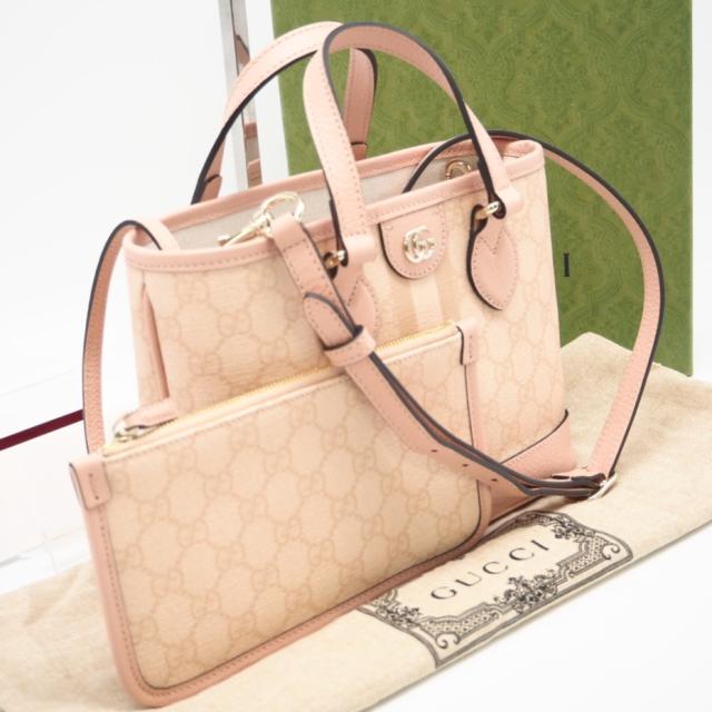 ★3日以内返品可★ GUCCI グッチ 811716 GGスプリームオフィディア スモール トートバッグ ピンクベージュ 2WAYバッグ 極美品