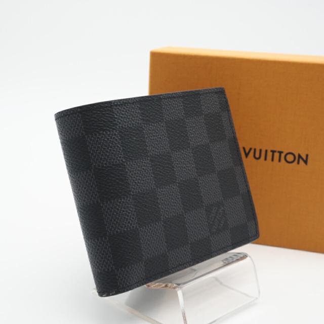 ★3日以内返品可★ LOUIS VUITTON ルイ ヴィトン N63336 ダミエ グラフィット ポルトフォイユ マルコ NM ブラック 二つ折り財布 極美品
