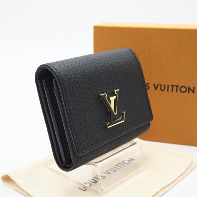 ★3日以内返品可★ LOUIS VUITTON ルイ ヴィトン M12149 トリヨン カプシーヌ タイニーウォレット ノワール 二つ折り財布 美品