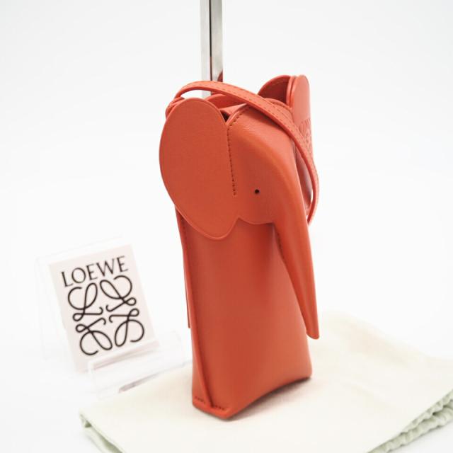 ★3日以内返品可★ LOEWE ロエベ C623B02X10 クラシックカーフスキン エレファント ポケット オレンジ ショルダーバッグ 極美品