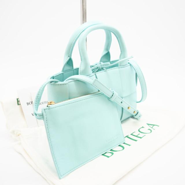 ★3日以内返品可★ BOTTEGA VENETA ボッテガ ヴェネタ 729029 キャンディ アルコ トート ミントブルー 2WAYバッグ 極美品