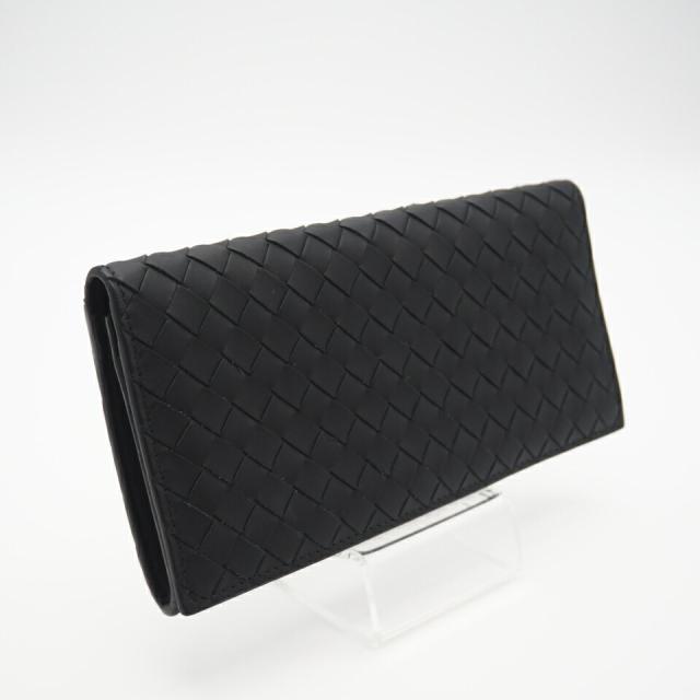 ★3日以内返品可★ BOTTEGA VENETA ボッテガ ヴェネタ 120697 イントレチャート ブラック 二つ折り長財布 美品