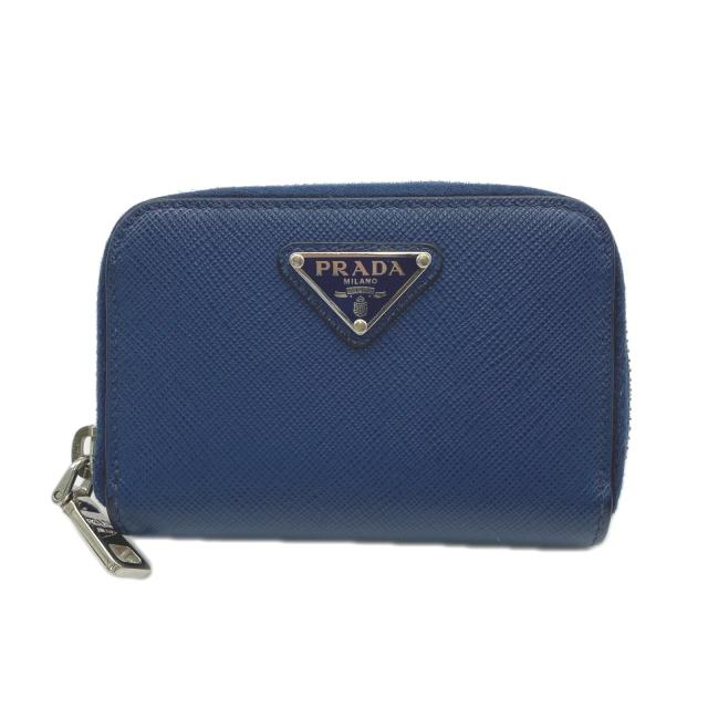 ★3日以内返品可★ 美品 PRADA プラダ サフィアーノ トライアングルロゴ コインケース 2MM003_QHH_F0016 コインケース ネイビー サフィアーノ メンズ_1