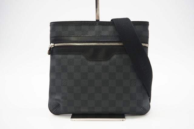★3日以内返品可★ 美品 LOUIS VUITTON ルイ・ヴィトン グラフィット トマス N58028 ショルダーバッグ ブラック グレー コーティングキャンバス メンズ