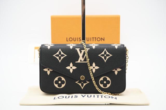 ★3日以内返品可★ 極美品 LOUIS VUITTON ルイ・ヴィトン アンプラント バイカラー ポシェット フェリシー M82479 ショルダーバッグ ベージュ カーフレザー レディース