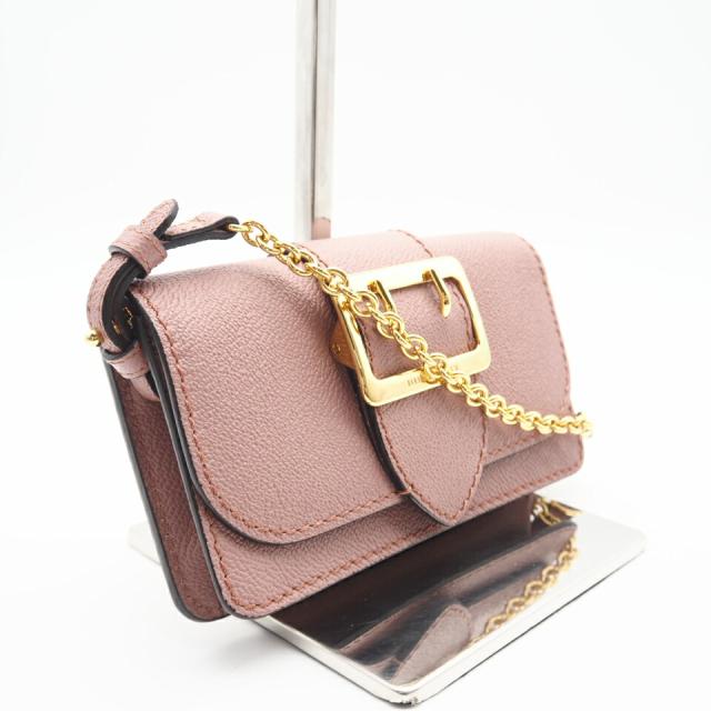 ★3日以内返品可★ 美品 BURBERRY バーバリー レザー バックルショルダーポーチ 40406971 ショルダーバッグ ピンク レザー レディース