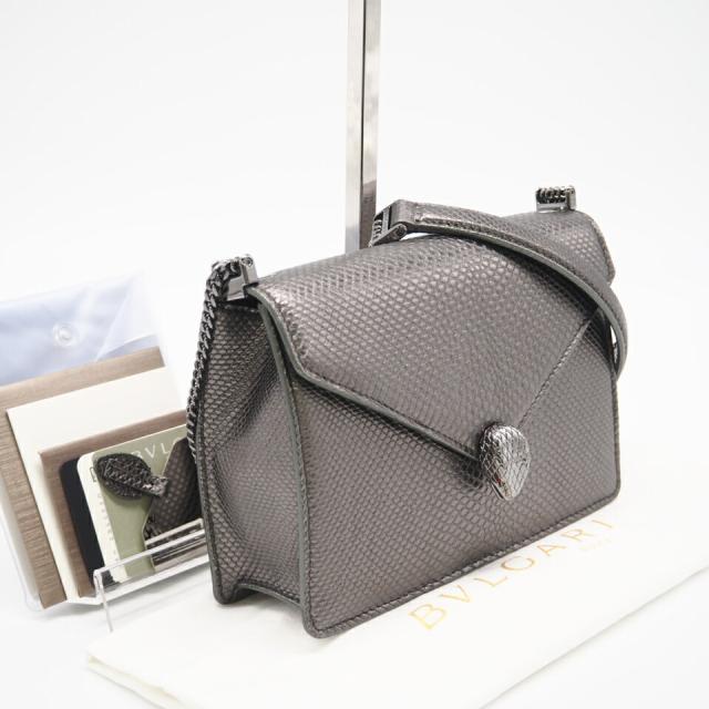 ★3日以内返品可★ 極美品 BVLGARI ブルガリ セルペンティ モルテンカルング チェーン ショルダーバッグ 290543 2wayショルダーバッグ シルバー レザー レディース