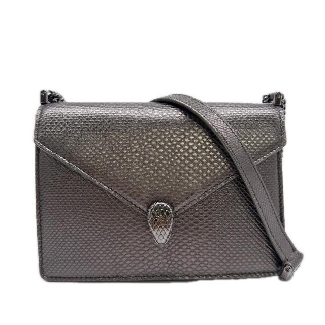 ★3日以内返品可★ 極美品 BVLGARI ブルガリ セルペンティ モルテンカルング チェーン ショルダーバッグ 290543 2wayショルダーバッグ シルバー レザー レディース_1