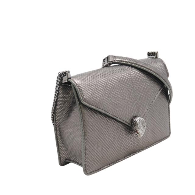 ★3日以内返品可★ 極美品 BVLGARI ブルガリ セルペンティ モルテンカルング チェーン ショルダーバッグ 290543 2wayショルダーバッグ シルバー レザー レディース_2