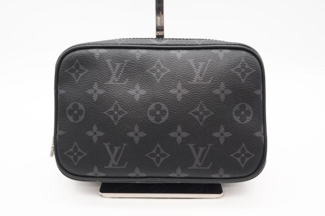 ★3日以内返品可★ 極美品 LOUIS VUITTON ルイ・ヴィトン エクリプス トゥルーストワレPM M46577 クラッチバッグ ブラック グレー コーティングキャンバス メンズ