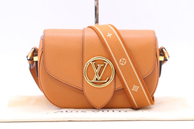 ★3日以内返品可★ 美品 LOUIS VUITTON ルイ・ヴィトン カーフレザー ポンヌフソフトMM M58968 ショルダーバッグ ブラウン クリーム キャラメル レザー カーフレザー レディース