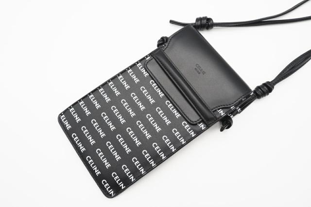 ★3日以内返品可★ 極美品 CELINE セリーヌ レザー ヴィンテージロゴプリント ジップアラウンドウォレット 496317 ショルダーバッグ ブラック ホワイト レザー レディース_2