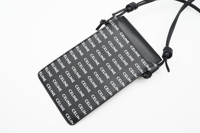 ★3日以内返品可★ 極美品 CELINE セリーヌ レザー ヴィンテージロゴプリント ジップアラウンドウォレット 496317 ショルダーバッグ ブラック ホワイト レザー レディース_3