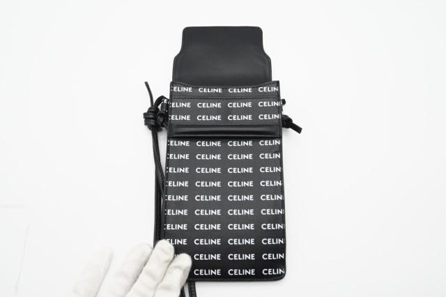 ★3日以内返品可★ 極美品 CELINE セリーヌ レザー ヴィンテージロゴプリント ジップアラウンドウォレット 496317 ショルダーバッグ ブラック ホワイト レザー レディース_8
