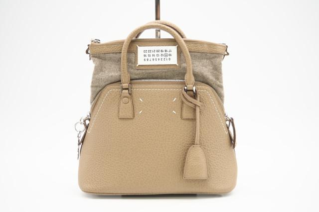 ★3日以内返品可★ 美品 MAISON MARGIELA メゾンマルジェラ レザー 5AC ミニバッグ S56WG0082 ハンドバッグ ベージュ レザー レディース