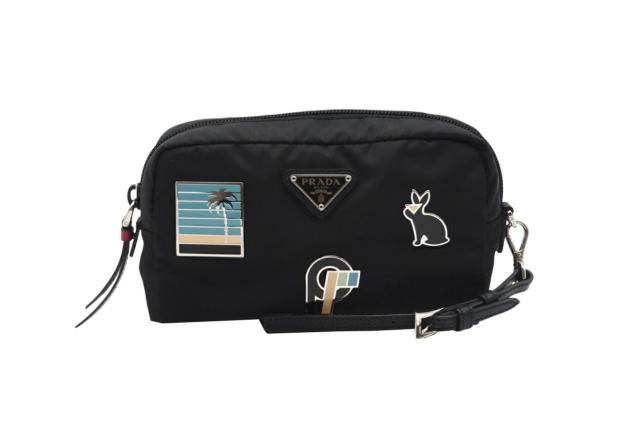★3日以内返品可★ 極美品 PRADA プラダ ナイロン テスートスマルト ロゴポーチ 1NE021 ポーチ ブラック ナイロン レディース_1
