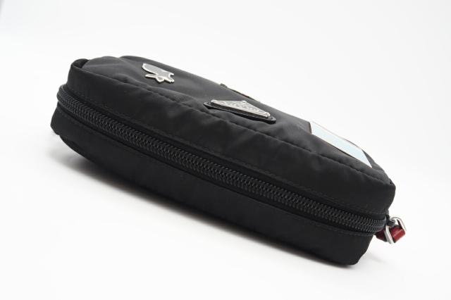 ★3日以内返品可★ 極美品 PRADA プラダ ナイロン テスートスマルト ロゴポーチ 1NE021 ポーチ ブラック ナイロン レディース_4