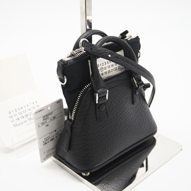 ★3日以内返品可★ 極美品 MAISON MARGIELA メゾンマルジェラ 5AC キャンバスxレザー ベビー 2WAYショルダー SB3WG0025 ショルダーバッグ ブラック キャンバス レザー レディース