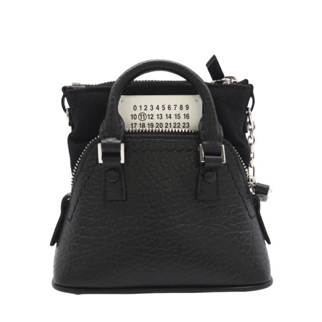 ★3日以内返品可★ 極美品 MAISON MARGIELA メゾンマルジェラ 5AC キャンバスxレザー ベビー 2WAYショルダー SB3WG0025 ショルダーバッグ ブラック キャンバス レザー レディース_1