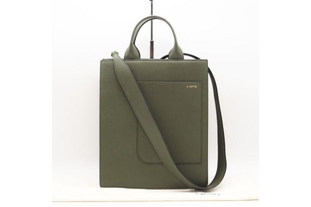 ★3日以内返品可★ 美品 Valextra ヴァレクストラ ソフトカーフスキン ボクシィ ミリタリー WBBX0044028LRL99VM 2wayショルダーバッグ カーキ カーフレザー レディース