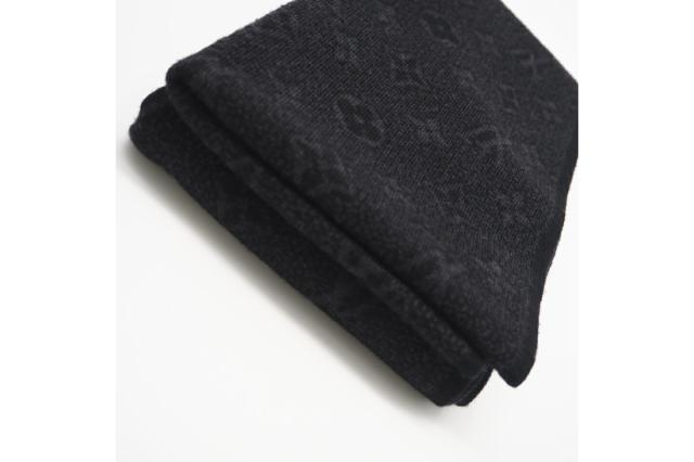 ★3日以内返品可★ 極美品 LOUIS VUITTON ルイ・ヴィトン エシャルプ モノグラム エクリプス ウール マフラー M71648 マフラー ブラック グレー ウール レディース_9