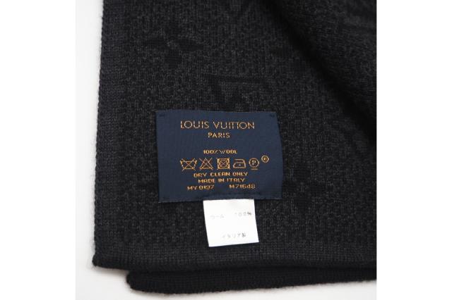 ★3日以内返品可★ 極美品 LOUIS VUITTON ルイ・ヴィトン エシャルプ モノグラム エクリプス ウール マフラー M71648 マフラー ブラック グレー ウール レディース_11