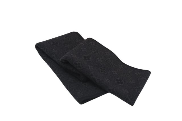 ★3日以内返品可★ 極美品 LOUIS VUITTON ルイ・ヴィトン エシャルプ モノグラム エクリプス ウール マフラー M71648 マフラー ブラック グレー ウール レディース_1