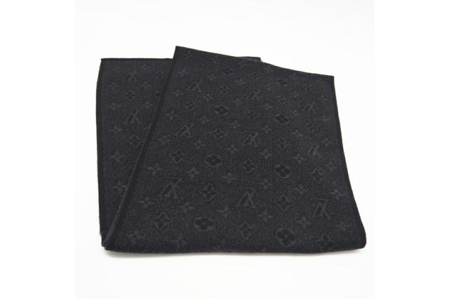 ★3日以内返品可★ 極美品 LOUIS VUITTON ルイ・ヴィトン エシャルプ モノグラム エクリプス ウール マフラー M71648 マフラー ブラック グレー ウール レディース_3