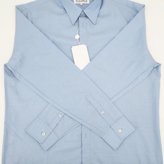 ★3日以内返品可★ 極美品 MAISON MARGIELA メゾンマルジェラ オーガニックコットン 20AW コットン シャツ 39 39 S50DL0448 長袖シャツ ブルー コットン メンズ