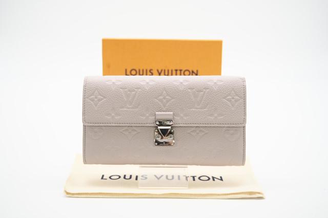 ★3日以内返品可★ 極美品 LOUIS VUITTON ルイ・ヴィトン アンプラント ポルトフォイユサラメティス ブルーム M13463 長財布 ピンク系 グレー カウハイド グレインレザー レディース