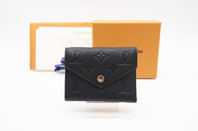 ★3日以内返品可★ 極美品 LOUIS VUITTON ルイ・ヴィトン アンプラント ポルトフォイユヴィクトリーヌ M64060 三つ折り財布 ブラック カーフレザー レディース