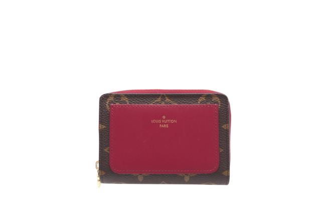 ★3日以内返品可★ 美品 LOUIS VUITTON ルイ・ヴィトン モノグラム ポルトフォイユ ルー フューシャ M82377 二つ折り財布 ブラウン レッド コーティングキャンバス レディース