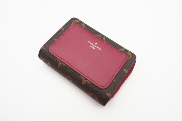 ★3日以内返品可★ 美品 LOUIS VUITTON ルイ・ヴィトン モノグラム ポルトフォイユ ルー フューシャ M82377 二つ折り財布 ブラウン レッド コーティングキャンバス レディース