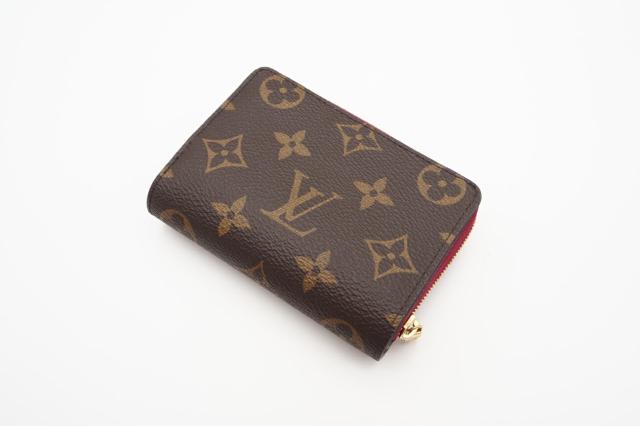 ★3日以内返品可★ 美品 LOUIS VUITTON ルイ・ヴィトン モノグラム ポルトフォイユ ルー フューシャ M82377 二つ折り財布 ブラウン レッド コーティングキャンバス レディース