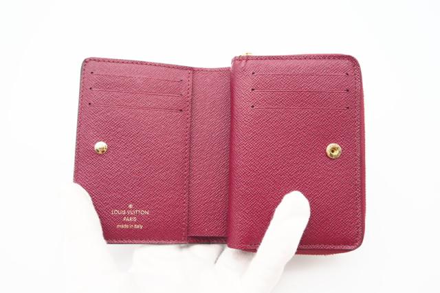 ★3日以内返品可★ 美品 LOUIS VUITTON ルイ・ヴィトン モノグラム ポルトフォイユ ルー フューシャ M82377 二つ折り財布 ブラウン レッド コーティングキャンバス レディース