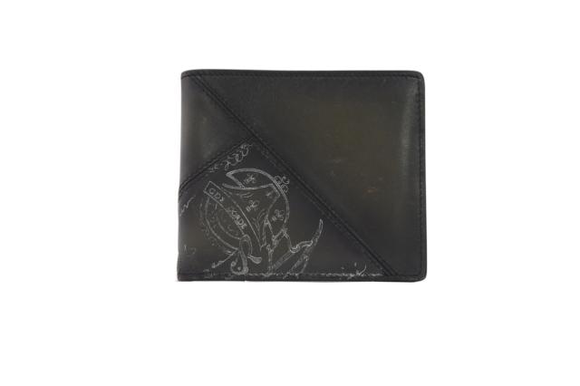 ★3日以内返品可★ 美品 Berluti ベルルッティ カリグラフィ マコレ パッチワーク ウォレット MAKORE_II-JOUR-B1 二つ折り財布 ダークグレー シルバー レザー メンズ_1