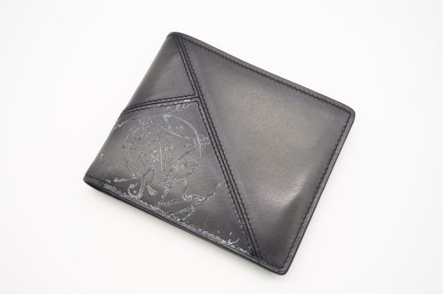 ★3日以内返品可★ 美品 Berluti ベルルッティ カリグラフィ マコレ パッチワーク ウォレット MAKORE_II-JOUR-B1 二つ折り財布 ダークグレー シルバー レザー メンズ_2