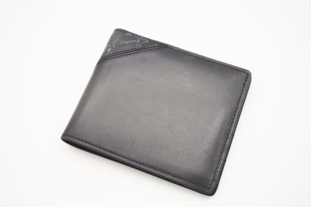 ★3日以内返品可★ 美品 Berluti ベルルッティ カリグラフィ マコレ パッチワーク ウォレット MAKORE_II-JOUR-B1 二つ折り財布 ダークグレー シルバー レザー メンズ_3
