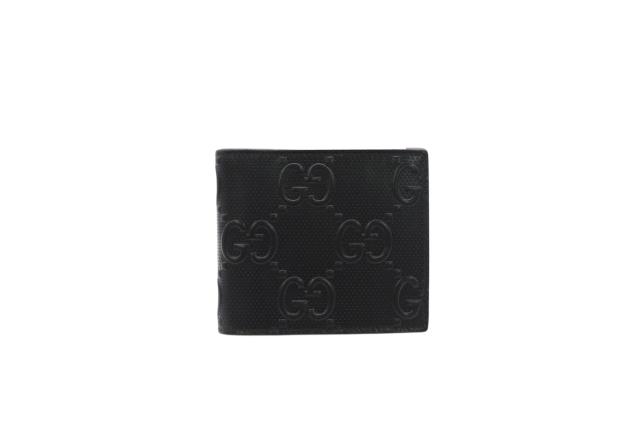 ★3日以内返品可★ 極美品 GUCCI グッチ GGエンボス レザー コンパクトウォレット 625555 二つ折り財布 ブラック レザー メンズ_1