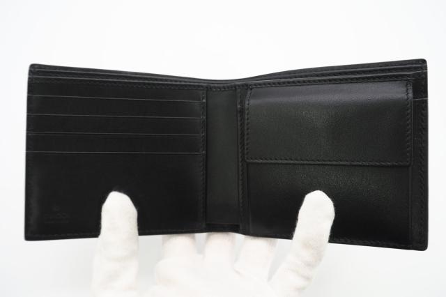 ★3日以内返品可★ 極美品 GUCCI グッチ GGエンボス レザー コンパクトウォレット 625555 二つ折り財布 ブラック レザー メンズ_8