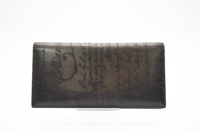 ★3日以内返品可★ 美品 Berluti ベルルッティ カリグラフィ サンタル スクリットレザージップロングウォレット 長財布 ブラック グレー レザー メンズ