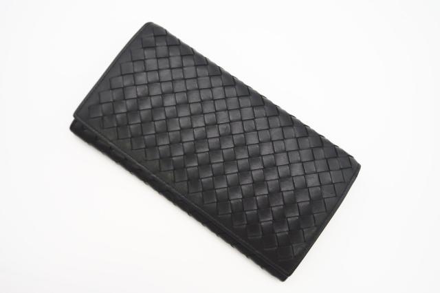 ★3日以内返品可★ BOTTEGAVENETA ボッテガヴェネタ イントレチャート レザー 二つ折長財布 156819 長財布 ブラック レザー レディース_2