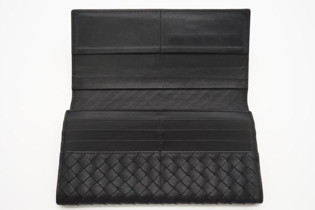 ★3日以内返品可★ BOTTEGAVENETA ボッテガヴェネタ イントレチャート レザー 二つ折長財布 156819 長財布 ブラック レザー レディース_8