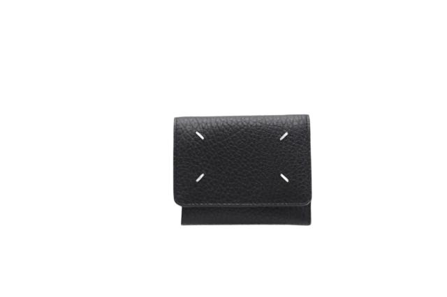 ★3日以内返品可★ 極美品 MAISON MARGIELA メゾンマルジェラ グレインレザー スリーフォールドウォレット SA3UI0010 三つ折り財布 ブラック レザー グレインレザー レディース_1