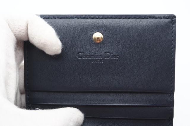 ★3日以内返品可★ 極美品 Dior ディオール レザー I LOVE PARIS レディディオール コンパクトウォレット 二つ折り財布 ネイビー レッド レザー レディース_10