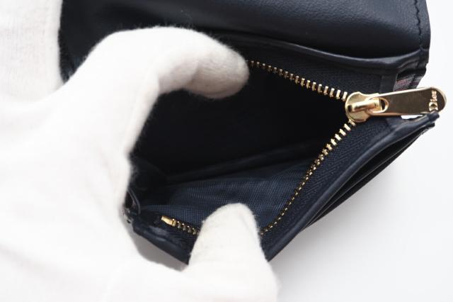 ★3日以内返品可★ 極美品 Dior ディオール レザー I LOVE PARIS レディディオール コンパクトウォレット 二つ折り財布 ネイビー レッド レザー レディース_11