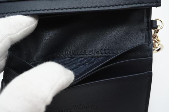 ★3日以内返品可★ 極美品 Dior ディオール レザー I LOVE PARIS レディディオール コンパクトウォレット 二つ折り財布 ネイビー レッド レザー レディース_12